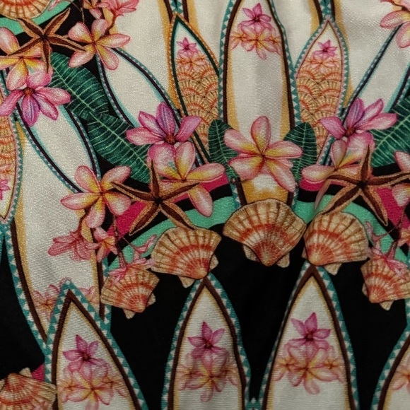 CIA Maritima- Multicolored Shell Floral Longsleeve Cutout Back bodysuit Swimsuit - Picture 8 of 8
